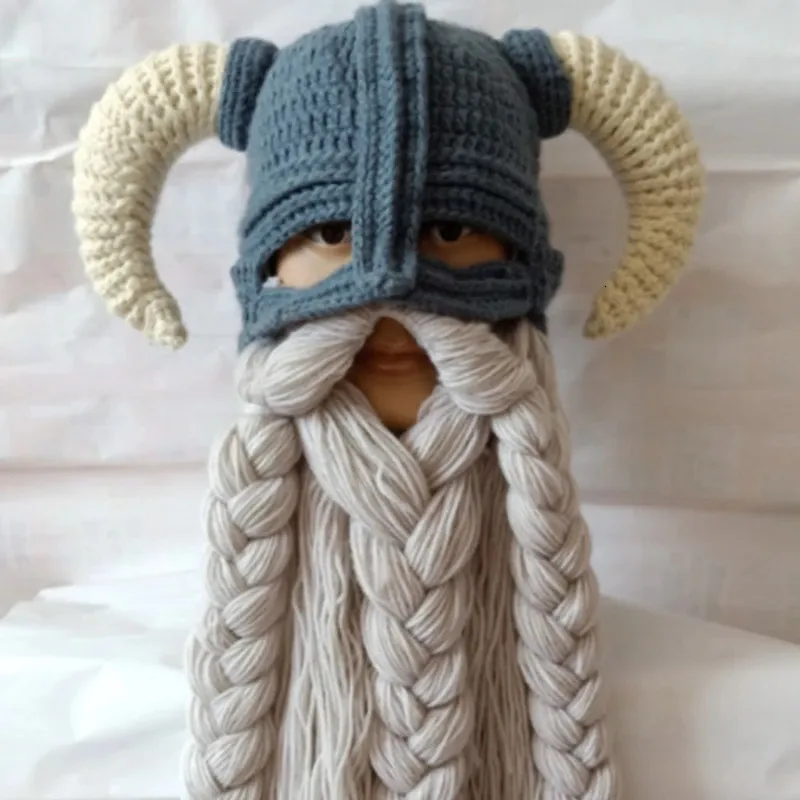 Beanie Kafatası Kapakları El Yapımı Uzun Saka Maskesi Şapka Boğa Boynuzları Örme Kafatası Balaclava Komik Cadılar Bayramı Cosplay Props 231122 için Sürpriz Hediyeler