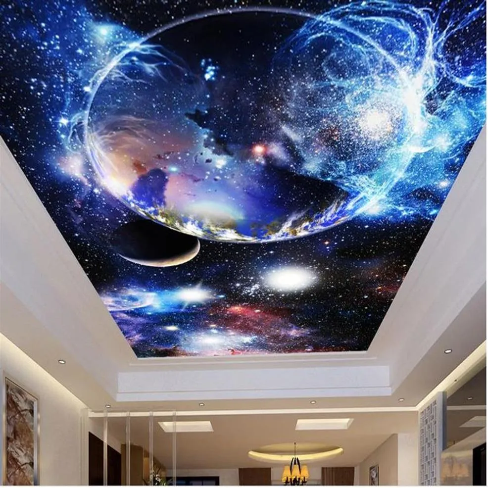 Aangepaste 3D plafond Po Mural Starry Sky 3 D Wallpaper voor muren woonkamer slaapkamer 3D plafond achtergrond modern wallpaper2780