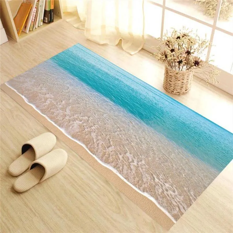 2017 Creative 3D Wall Stickers Sea Sandbeach Twill Skid-Proof Badrum golv klistermärke Kidsrum Väggdekaler Poster305i