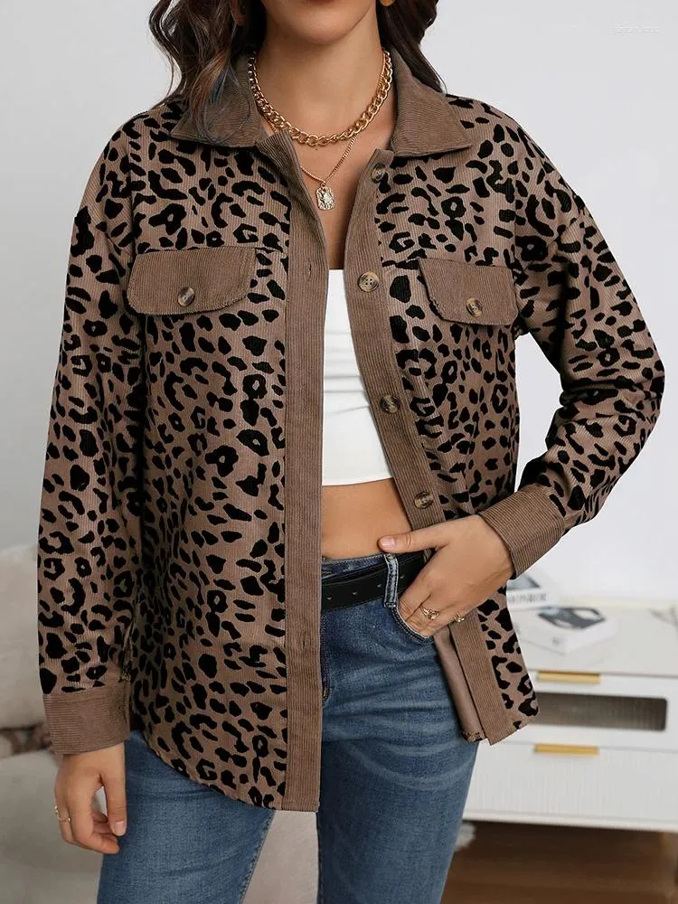 Giacche da donna Camicia con stampa leopardata Cappotto Autunno e inverno Giacca con bottoni moda Donna Cappotti eleganti a maniche lunghe Top da donna