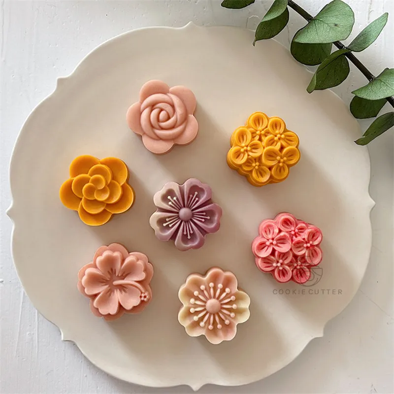 Mini Cake Mold Set: Floral Mooncake Press For Mid Autumn Festival