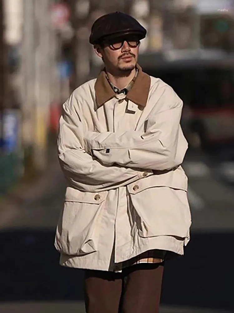 Men s Jackets Japanese Multi Bag Outdoor Loose Casual Jacket Winter Men Korean Fashion Streetwear Trendy Coat Harajuku