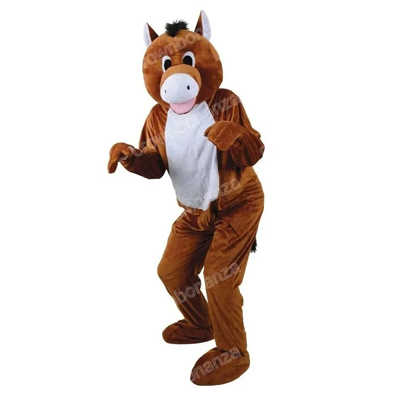 Taille adulte Brown Horse Mascot Costumes Halloween Cartoon personnage de personnage Suite