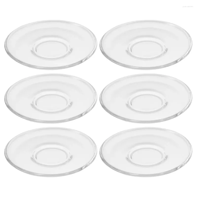 Cups Saucers 6 Pcs Coasters Drinks Teacup Glass Clear Mat Household Plates Decorative
