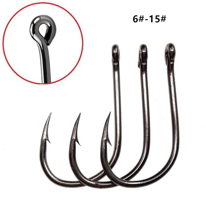 10 Sizes 6#-15# Black Ise Hook High Carbon Steel Barbed Hooks Asian Carp Fishing Gear 1000 Pieces Lot F-75298s