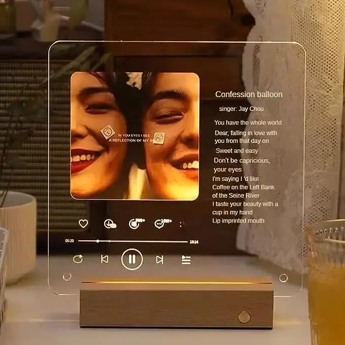 クリスマスの装飾パーソナライズされたアクリルの歌P O LEDライト付きプラークカスタムバレンタインデー231122のお気に入りの贈り物
