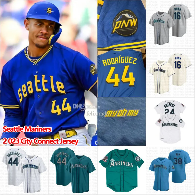 Save Big on Bulk Seattle Mariners Griffey Jersey Seattle 44#Julio Rodriguez  Mariners 2023 City Connect Jersey Ken Griffey Ty France Robbie Ray