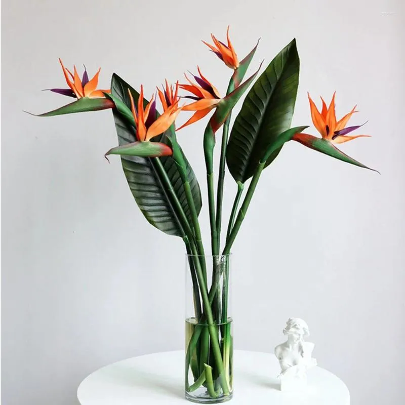 Decorative Flowers 55/82cm Moisturizing Paradise Bird Artificial Flower Luxury Home Living Room Decoration Simulation Strelitzia Reginae