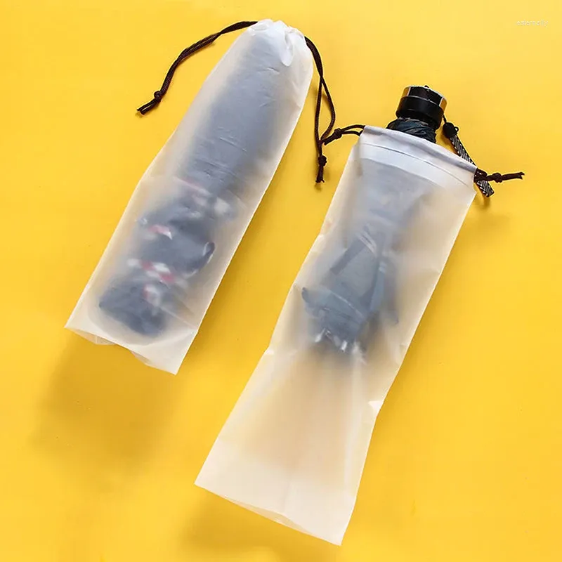 Storage Bags Plastic Bag Matte Translucent Umbrella Reusable Portable Drawstring Cover Home