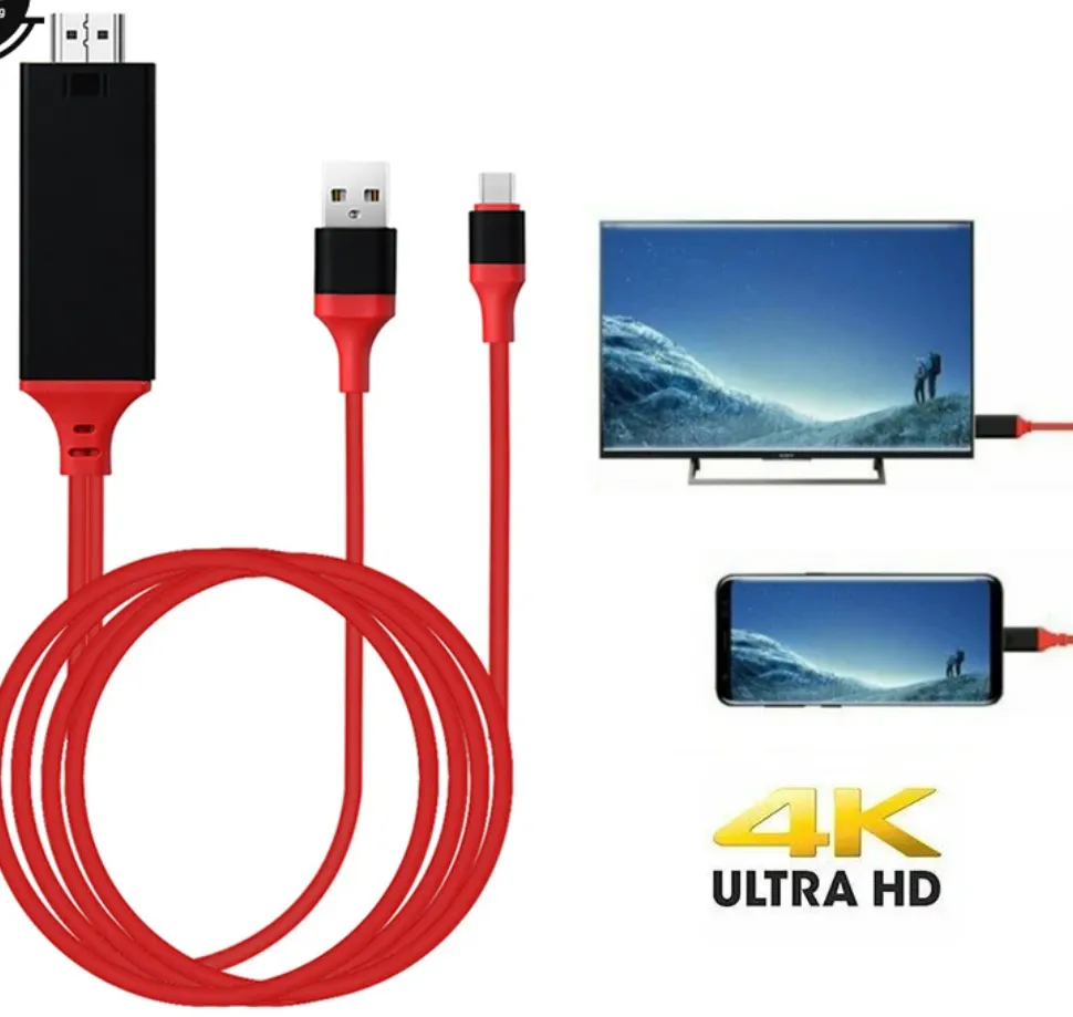 4K-Typ-C-auf-HDMI-kompatibles Kabel, 3-in-1-Handy-zu-TV-Adapter, HDTV-TV-Digital-AV-Adapter