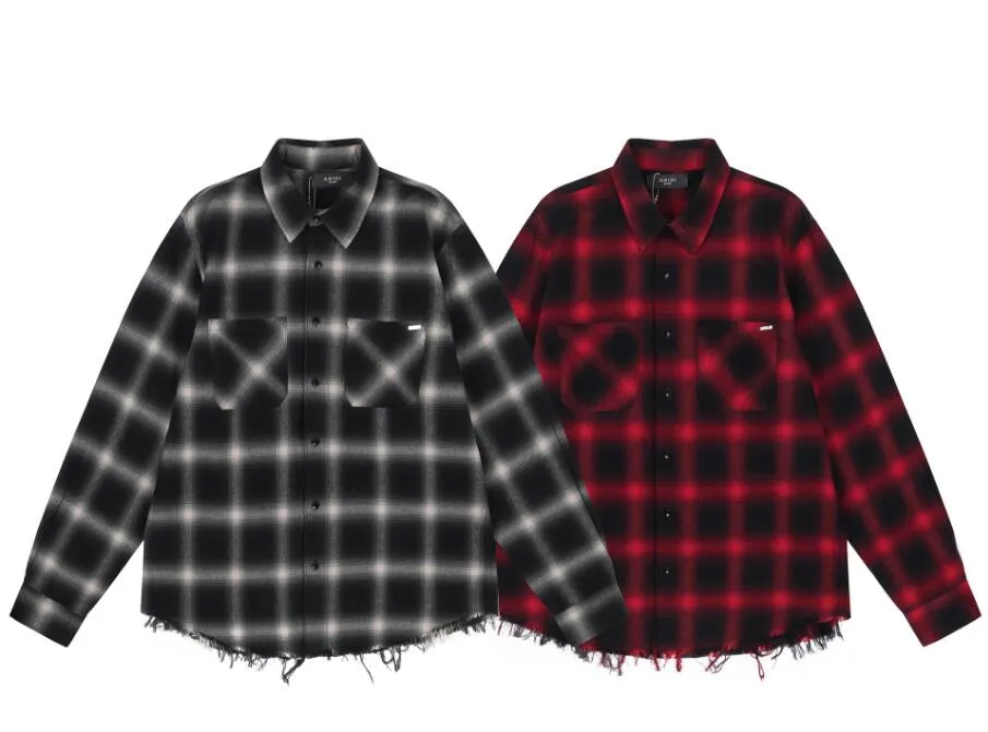 2023 frühling und Herbst Neue Brief Druck Plaid Langarm-shirt männer Hemd