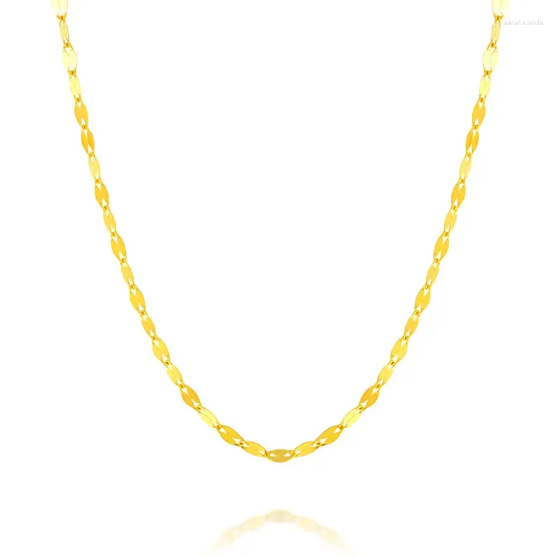 Chaînes MADALENA SARARA AU750 Pure 18k Yellow Tile Chain Style Gold Fish Lip Collier 16 "18" 20 "