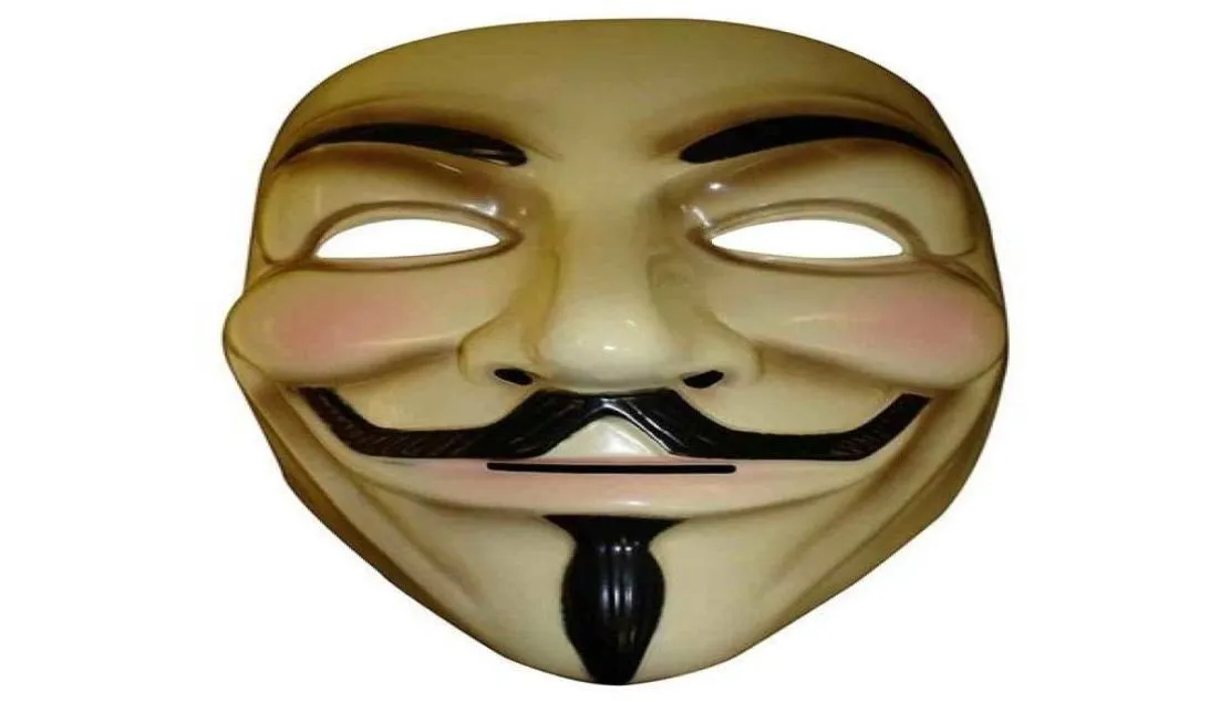 Mode Gezichtsmasker Vendetta Maskers PVC Masker Cosplay Volgelaatsfilm Thema Vendetta Masker Hacker Halloween Grimas Maskers Benodigdheden Speelgoed3529075