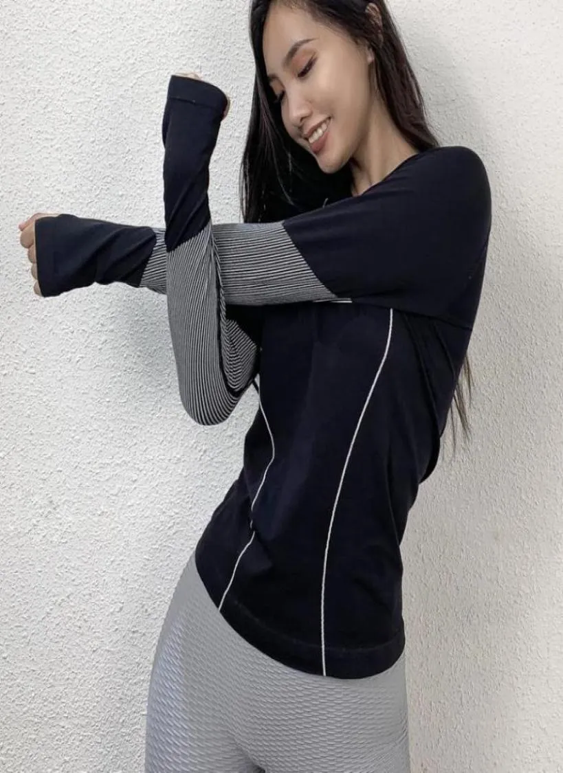 Binand z kapturem joga top kciuka dołka sportowa koszula kobiety lycra sport
