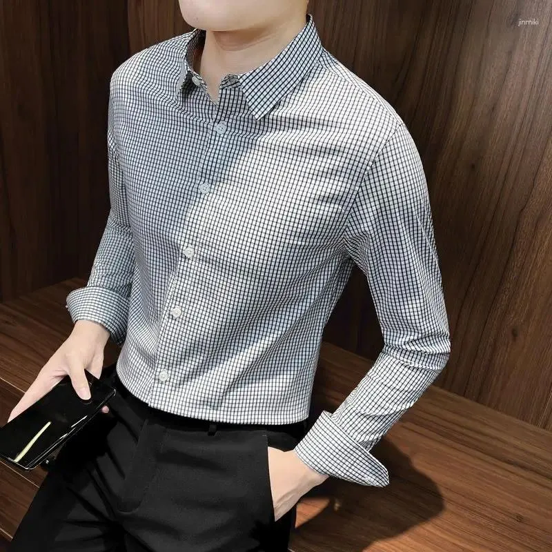 Men's Dress Shirts Spring Autumn KPOP Fashion Style Harajuku Slim Fit Tops Loose All Match Casual Shirt Korean Square Neck Long Sleeve Blusa