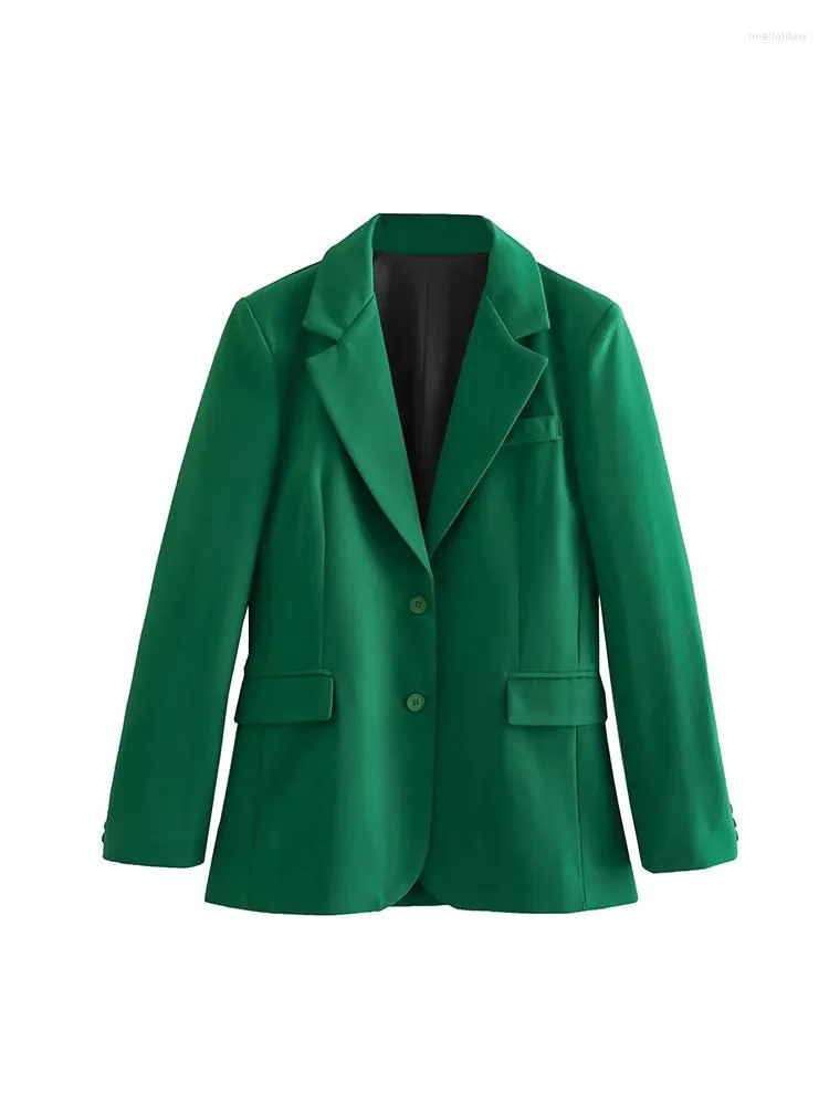 Женские костюмы nlzgmsj 2023 шикарные зеленые негабаритные длинные женские карманы Blazer Office Lady Fashion Jackets Женщины элегантные