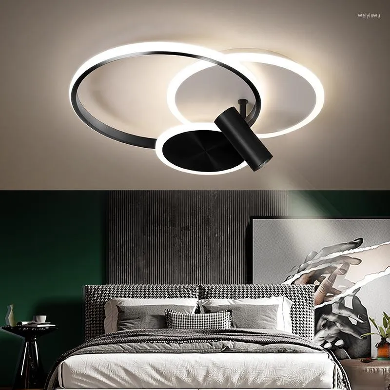 Plafondlampen Noordelijke minimalistisch licht slaapkamer LED geometrische cirkelvormige lamp creatief met spotlightstudie woonkamerlampen