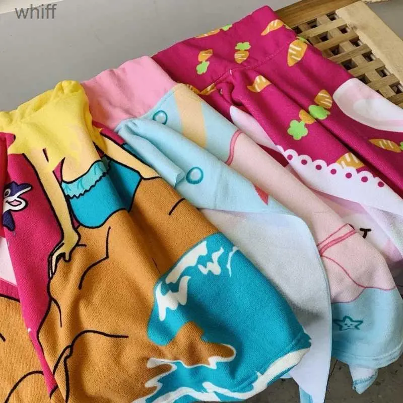 Towels Robes Cartoon Child Kid Hooded Cloak Infant Bathrob Baby Bath Towel Robe Cotton Boy Girl Beach Robe Dinosaur Cape Newborn Wrap BlanketL231121