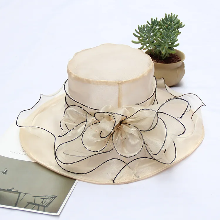 Cappello In Pizzo Da Donna Pieghevole Con Tesa Larga | Per Matrimoni, Derby E Tea Party | Elegante E Traspirante - 4