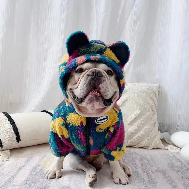 Ropa para perros Bulldog francés Perro mascota Camuflaje Chaqueta Abrigo Invierno Ropa cálida Ropa con capucha Ropa para perros pequeños medianos Corgi Pug YHC90 231122