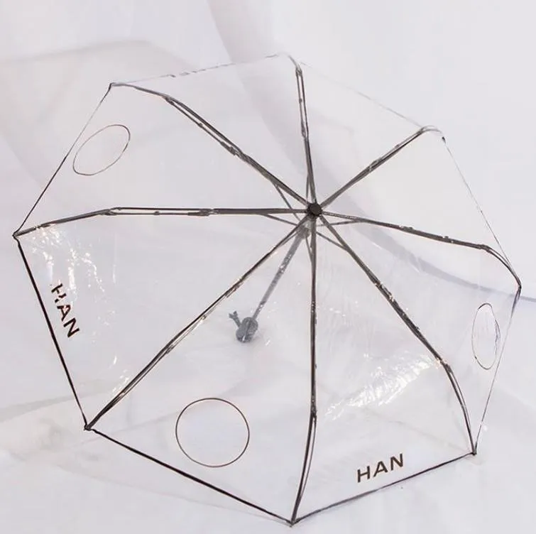 Designer Transparent paraplyer Kvinnliga bokstäver Mönster Fällbara fullutomatiska paraply8646854