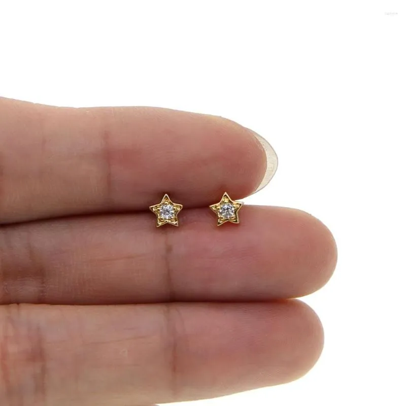 Mini Star Stud Earrings In Gold Color With White CZ Sparking Bling Minimal Second Piercing Girls Nose Piercing Jewelry From Caojue 12.13 DHgate.Com