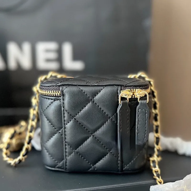 Luxury Box Bag Golden Ball Chain Diamond Grid Leather Bag Mini Square Bag Women