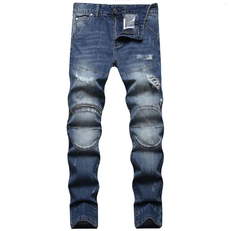 Men's Jeans Fashion Classic High-End Vintage Patchwork Casual Comfort High Quality Small Foot Pants