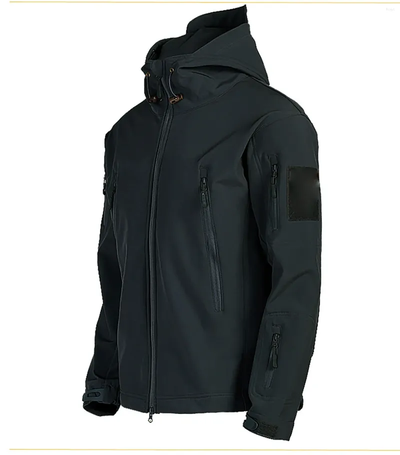 Jaquetas masculinas jaqueta de chuva para inverno homens velo ao ar livre macio hardshell cor sólida e trench coat homens