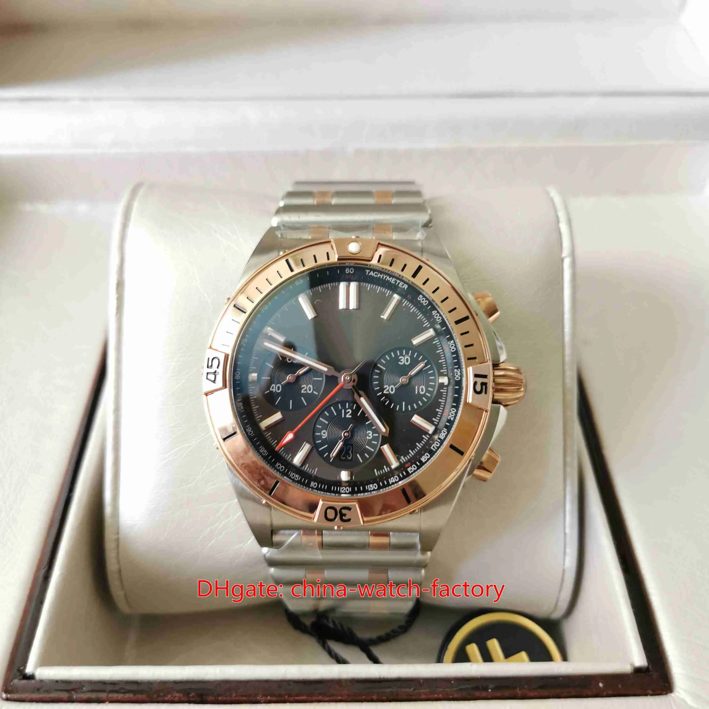 BLS Factory 42mm Chronomat B01 Gold Watch for Men - 18k Rose Gold ...