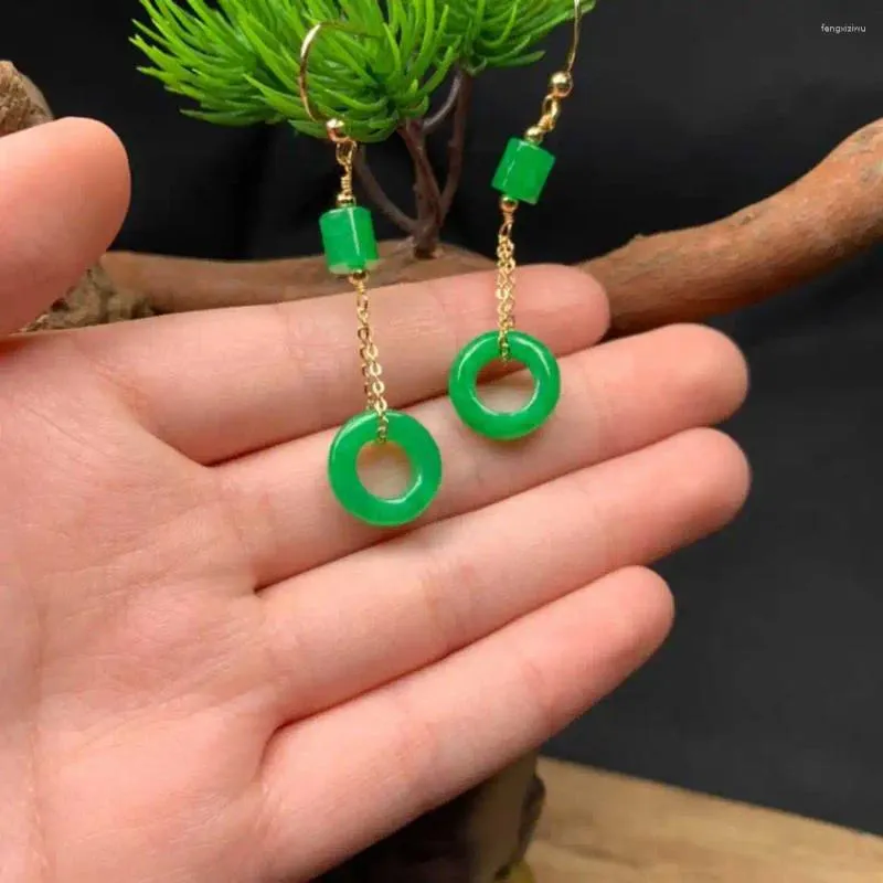 Baumelnde Ohrringe, natürlicher Glücks-Jadeit, Jade, 18 Karat, Hakenohrring, Party-Jahr-Zubehör, DIY-Schmuck, Thanksgiving, Ostern, Mode