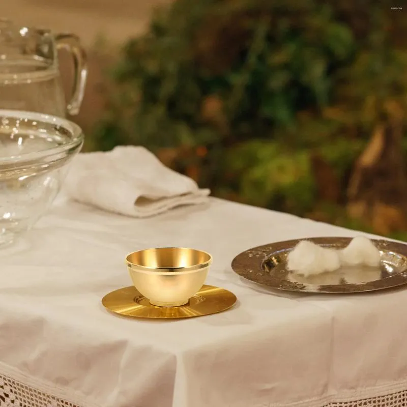 Skålar ren koppar buddha erbjuder skål hednisk dekor skytte prop liten altare helig offer dyrkan ris dekorativ