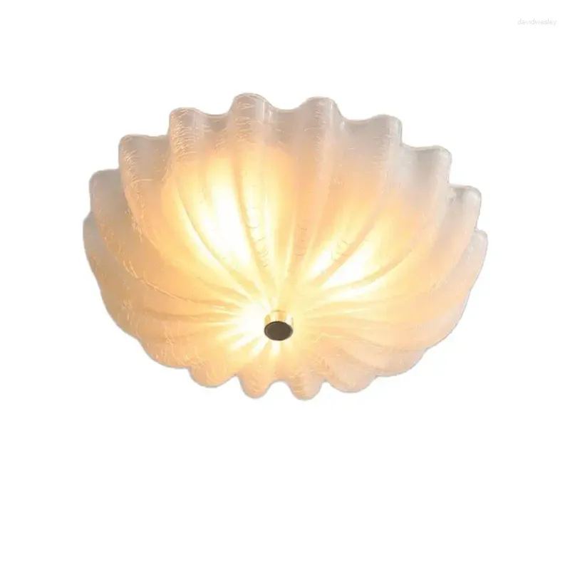 天井照明フランスのシェルガラスモダンアメリカンスタイルのベッドルームマントマントランプホワイトロフト装飾ランプ照明