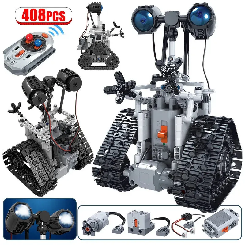 Kit di costruzione di modelli 408 pezzi Creativo tecnico RC Robot Elettrico Building Blocks Città Telecomando Robot intelligente Mattoni Regalo di Natale per bambini 231123