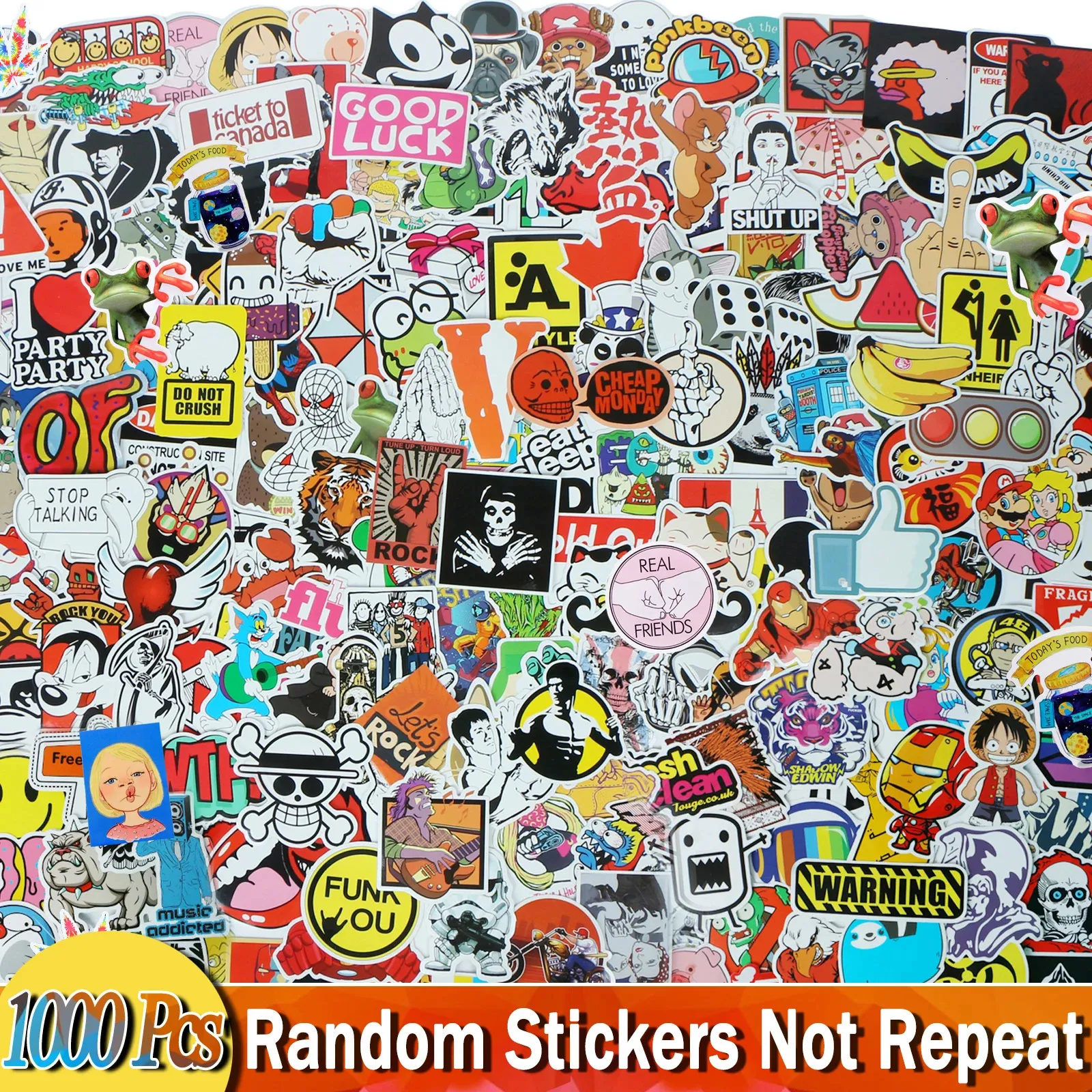 Kids' Toy Stickers Mixed 1000 PCS Funny Cartoon Random Stickers Kids DIY Toys for Home Decor Luggage Car Bike Motorcycle Laptop Graffiti Sticker 231122