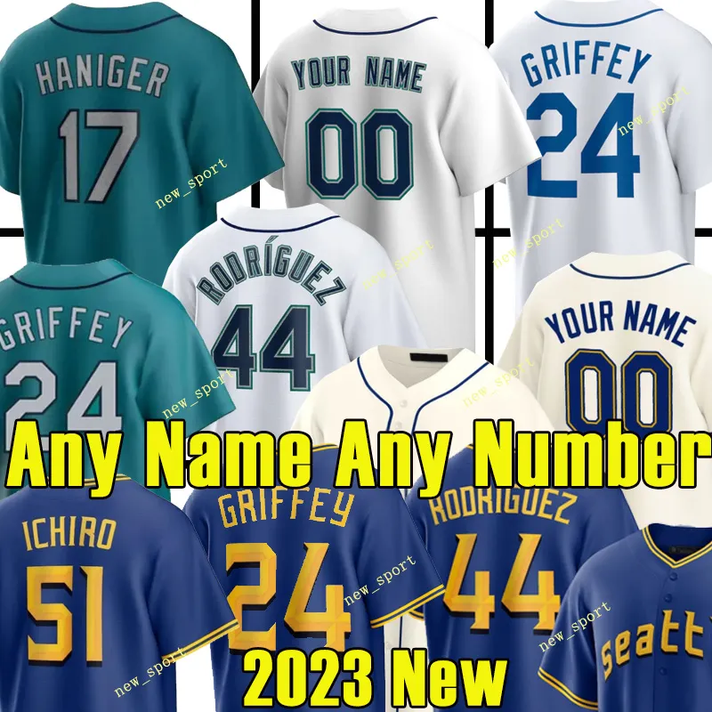 2024 24 Ken Griffey Jr. Seattle Jersey Suzuki Ichiro Felix Hernandez Edgar Martinez Mitch Haniger Kyle Seager Marco Gonzales Niestandardowe koszulki baseballowe