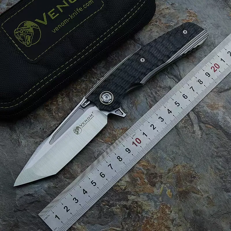 Wenom II Noże polowanie na prezent Tanto Blade Kevin John S30V Blade Titanium Titanium Hałda Składane noże z torbą