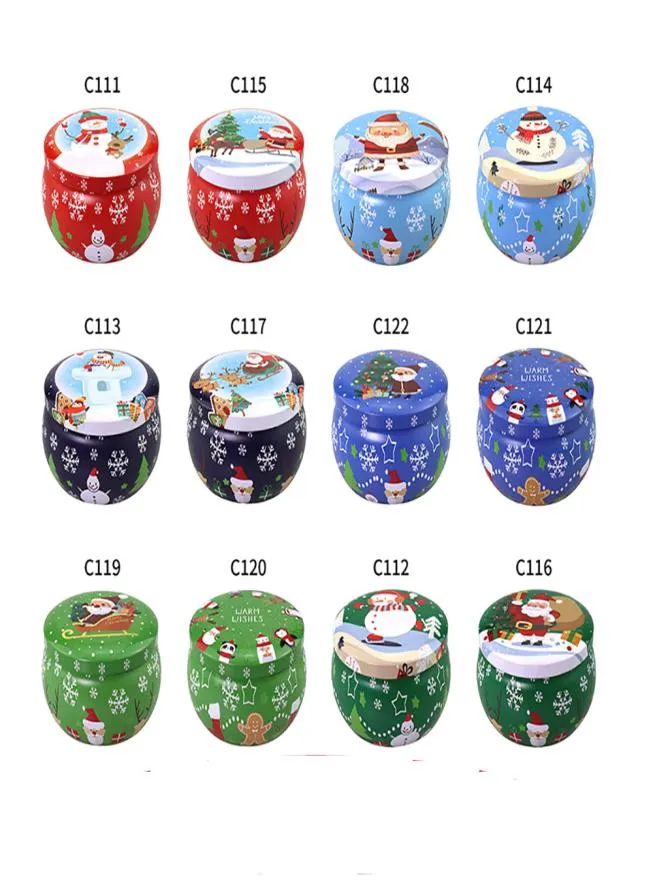 caixa de lata de natal, lata de vela perfumada com caixa de presente de mão, boneco de neve de natal, caixa de vela de lata de alce hh935331874704