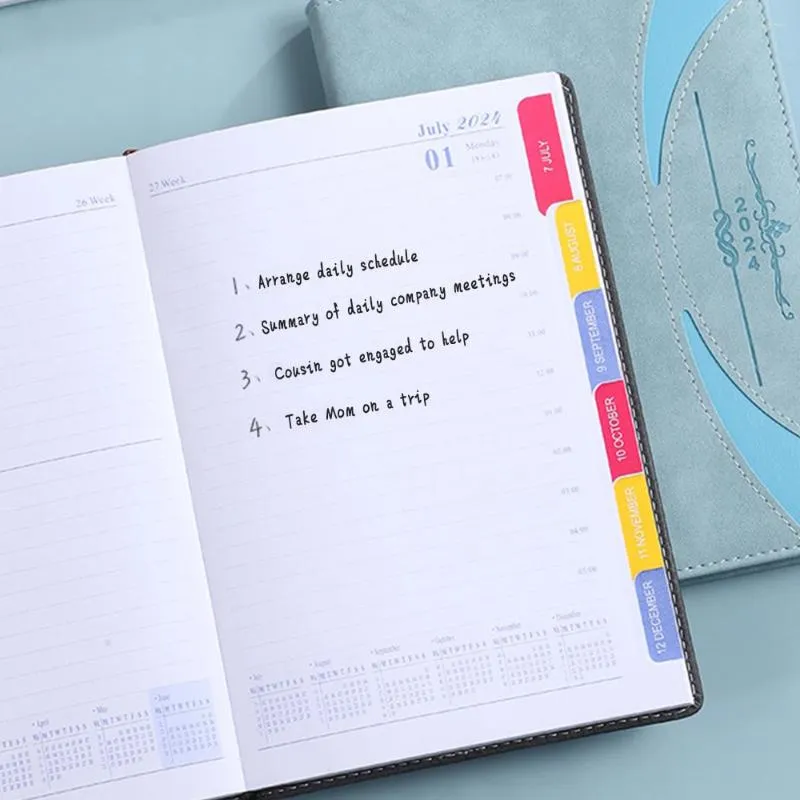 Bloc-notes 2024 Agenda A5 planificateur cahier 365 jours bloc-notes  quotidien hebdomadaire Plan journal avec calendrier Index autocollant  bureau