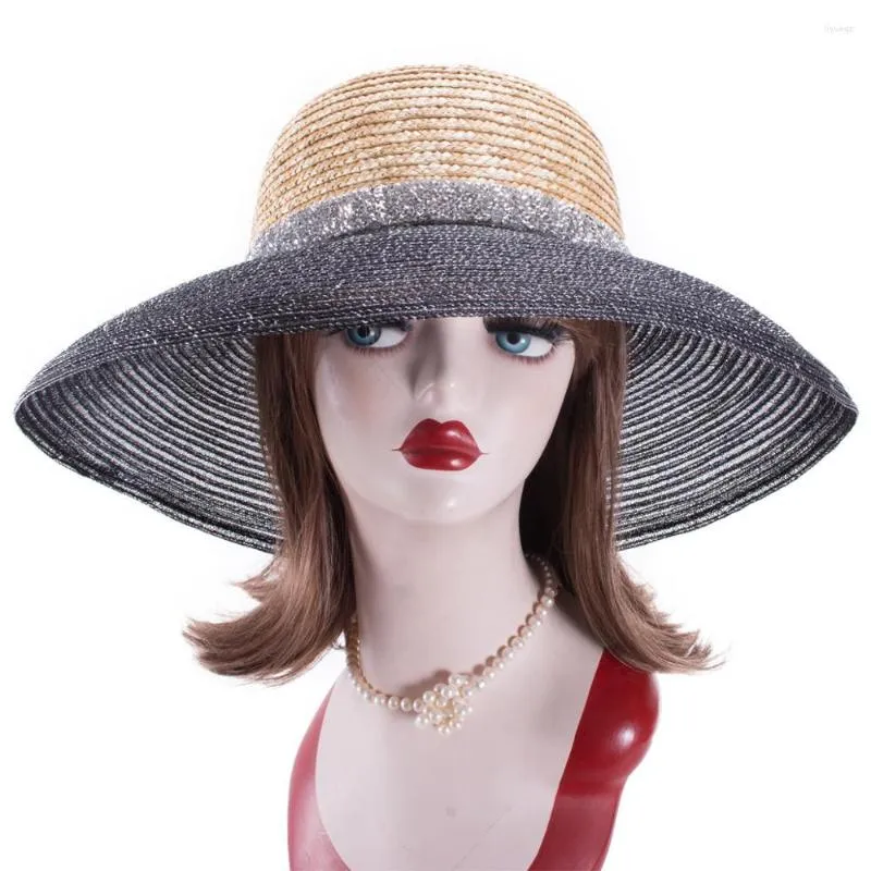 Chapeaux à large bord Lawliet Womens Vintage Look Maize Straw Floppy Dress Wedding Bridal Hat A579