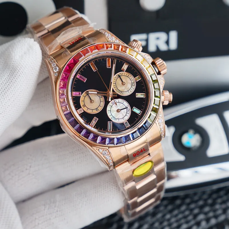 Luxe horloge voor heren 40 mm U1 Automatische Sapphire Crystal Dial Gold Designer Watch met Diamond 904L stalen band