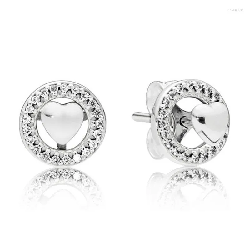 Stud Earrings Authentic 925 Sterling Silver Forever Fashion Heart For Women Gift DIY Jewelry