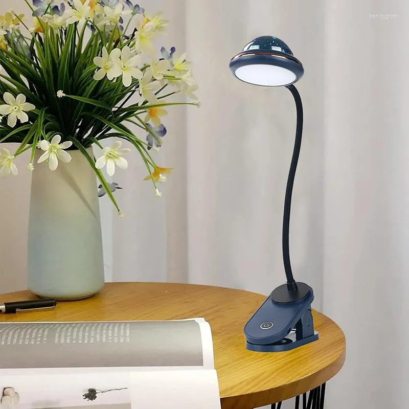 Lampe de Bureau Enfant, Lampe de Table Sans Fil Dimmable, Lampe de Bureau  Rechargeable avec Projection et Porte-stylo, Lampe de Lecture LED