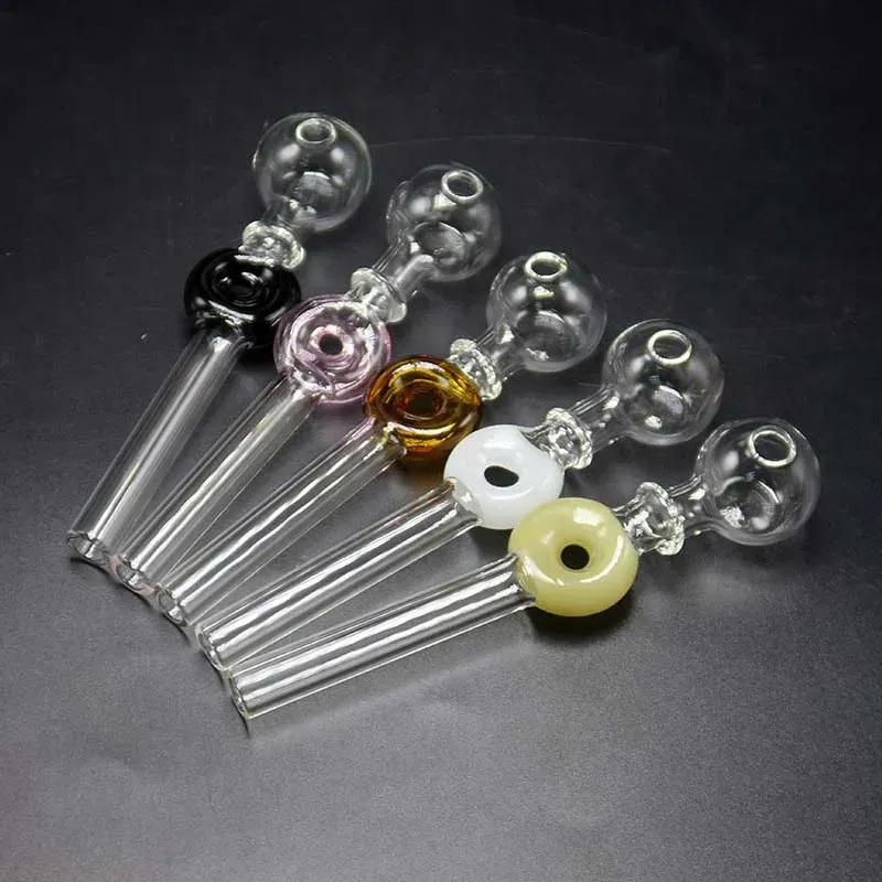 Wholesale 135mm Length Approx 30mm Ball OD Colorful Glass Oil burner transparent Oil Burner Glass Tube Pipe glass pipe water pipes