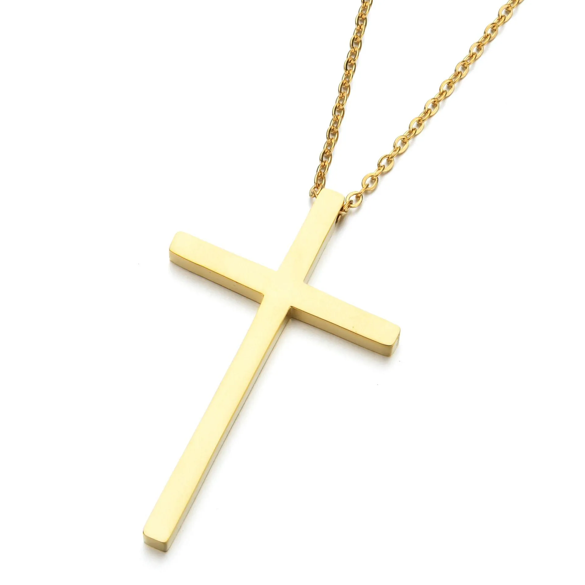 Pendant Necklaces Stainless Steel Jesus Cross Pendant Necklace Simple Women Men Fashion Jewelry Will And Drop Delivery Jewelry Necklac Dhuyl