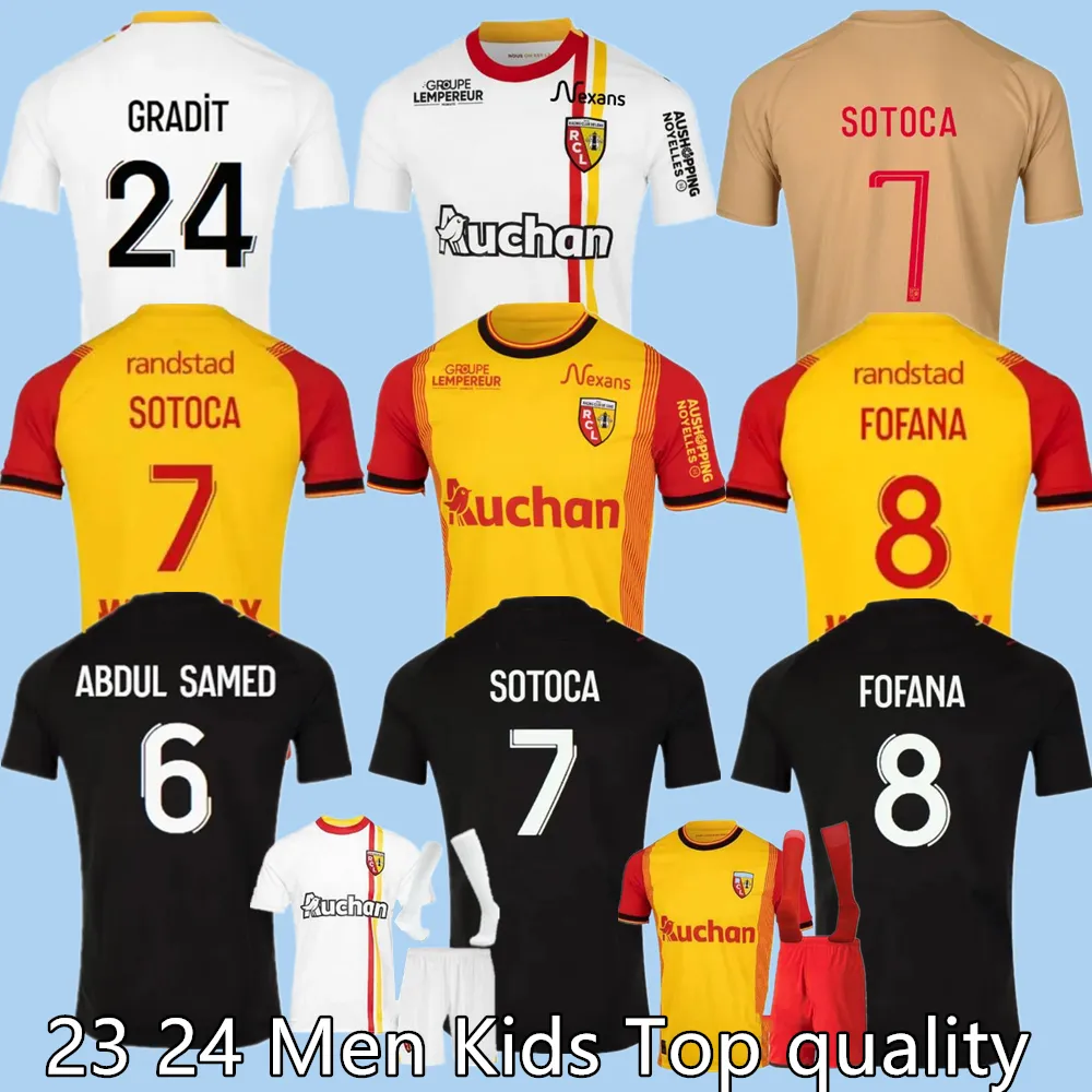 Maillot 23 24 RC LEns Футбольные майки Домашняя желтая Saint-Barbe KAKUTA OPENDA GANAGO SOTOCA FOFANA Лига чемпионов Edition 2023 2024 3rd Enfants NOTRE SANG ESTOR Kids