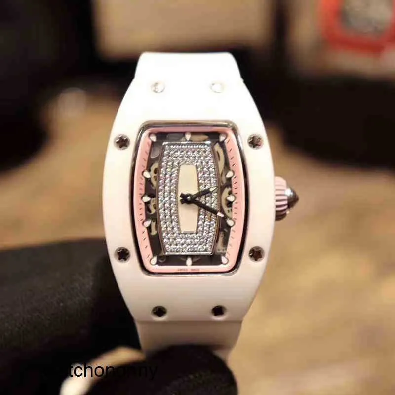 Leisure Richa RM07-01 Automatisk mekanisk keramisk fodral Vitband Mill Watch Women's Watch O9ed