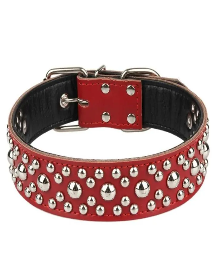 Collari per cani Guinzagli Collare grande con borchie in vera pelle con rivetti rotondi regolabili per cani di taglia grande Forniture per animali domestici2970735