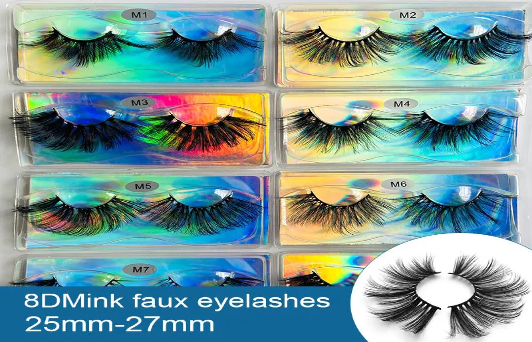 25MM Lashes 3D 100 Mink Hair False Eyelashes Dramatic Long Wispies Glitter High imitation Fluffy Eyelash Full Strips Extension Ma6597276