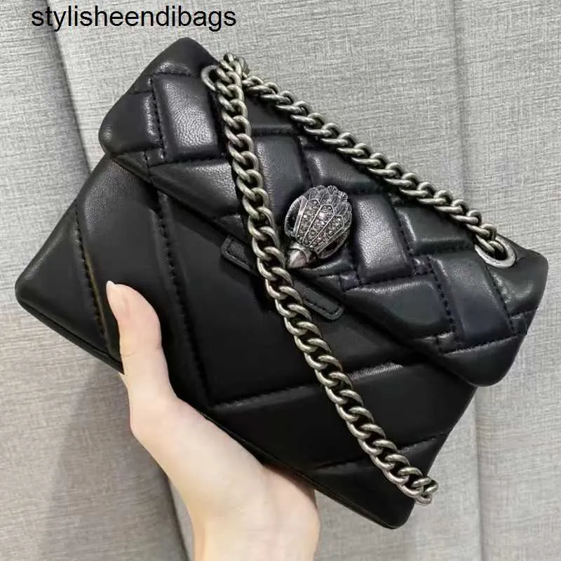 Styleeendibags Bolsos de hombro 2023 Kurt G London Kensington Cadenas negras / plateadas Mujeres Bolso bandolera de tamaño pequeño Cuero real Lujo Reino Unido Band Eagle Head Bolsos